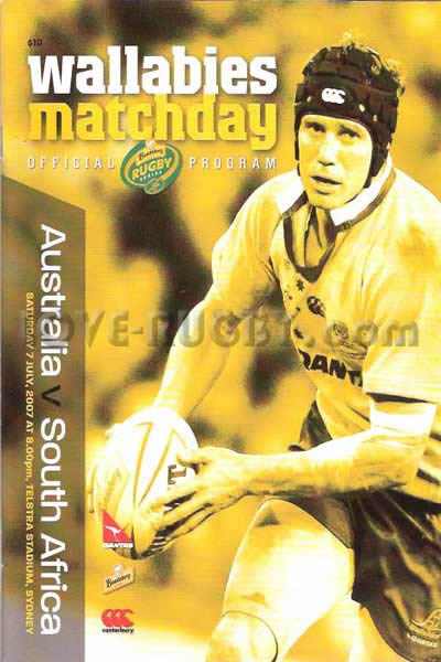 2007 Australia v South Africa  Rugby Programme